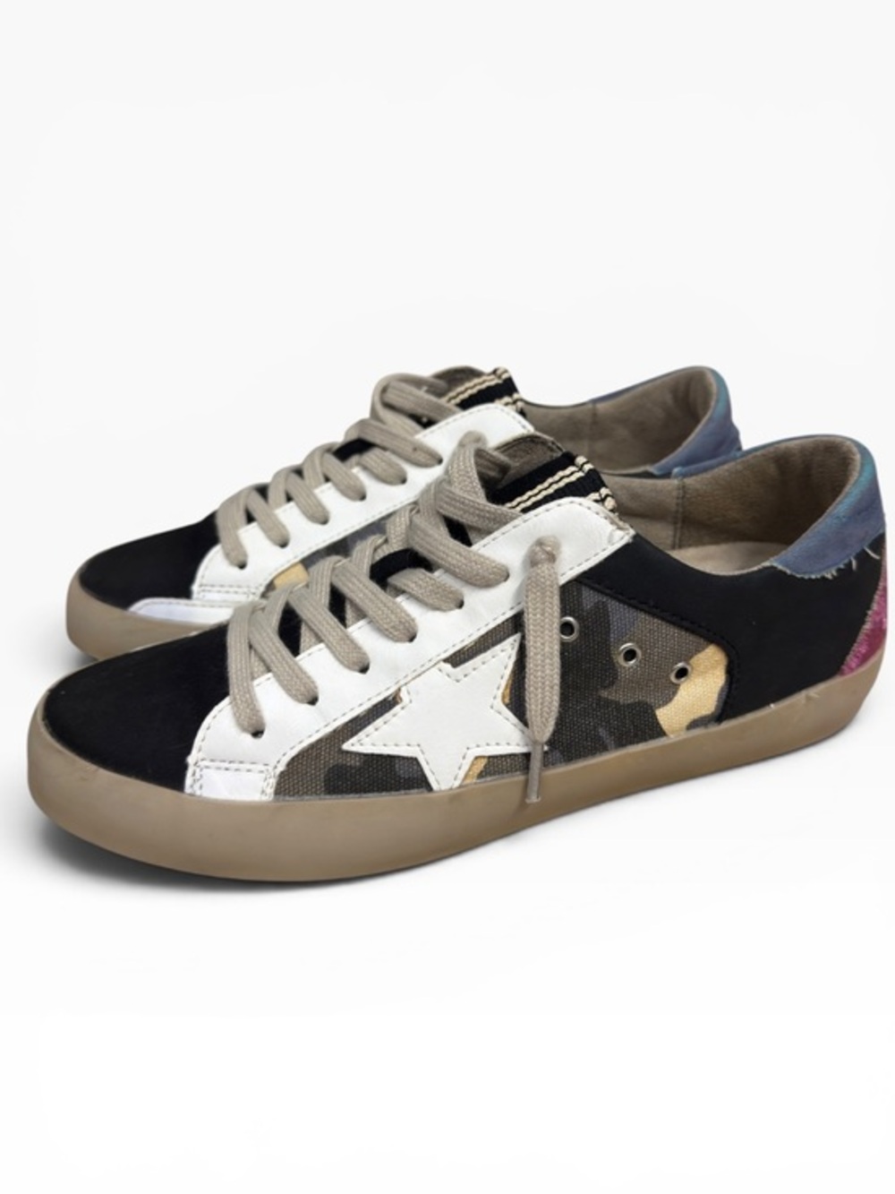 ShuShop Perry Star Camo Sneakers Women’s Size 7 Leather Suede Low Top Shoes